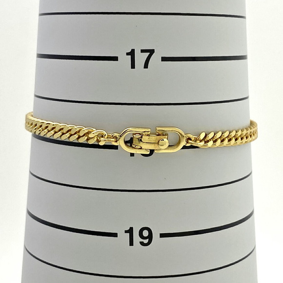 Christian Dior Logo Rhinestone Bracelet CD Oval Bangle GP Gold - Picture 4 of 4